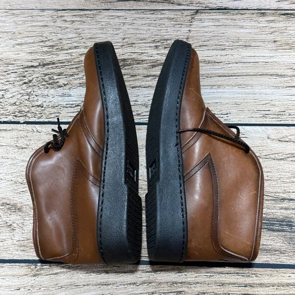 Bates Floaters Chukka Boots Men 10.5M Brown Leather Faux Shearling Lined Desert